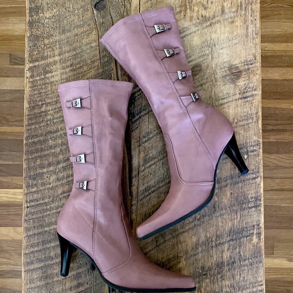 Franco Sarto Rosa Marmo Faux Leather Heeled Boots - Size 7 - Picture 1 of 16